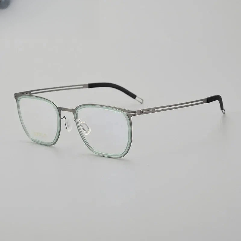 Unisex Square Full Rim Titanium Prescription Glasses 8814 — view 7 | Rx Spectacle