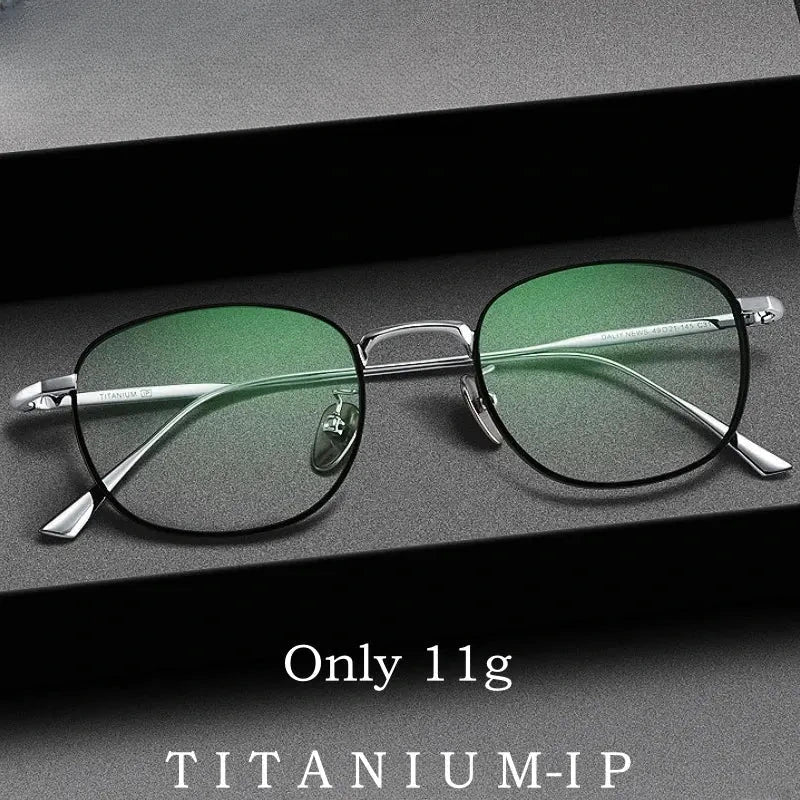 Unisex Round Full Rim Titanium Prescription Glasses Y4921 — view 1 | Rx Spectacle