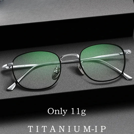 Unisex Round Full Rim Titanium Prescription Glasses Y4921 — view 1 | Rx Spectacle