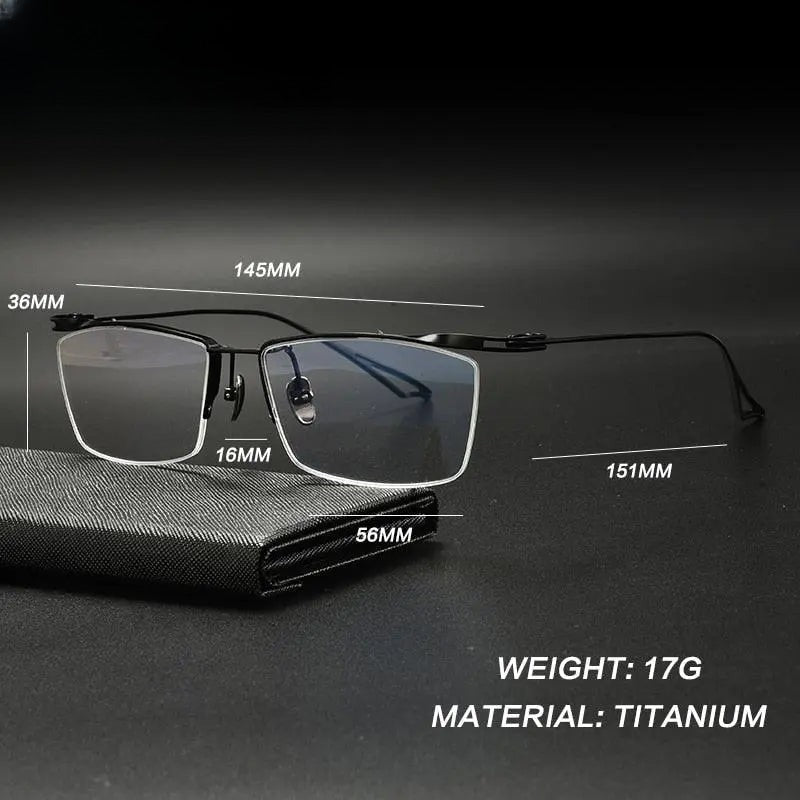 Unisex Square Semi-Rimless Titanium Prescription Glasses Gxyj936 — view 8 | Rx Spectacle