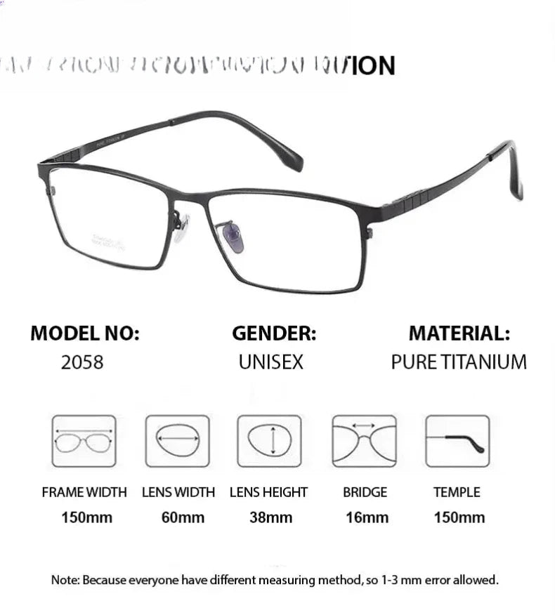 Men's Square Full Rim Titanium Oversized Prescription Glasses 612058 — view 2 | Rx Spectacle