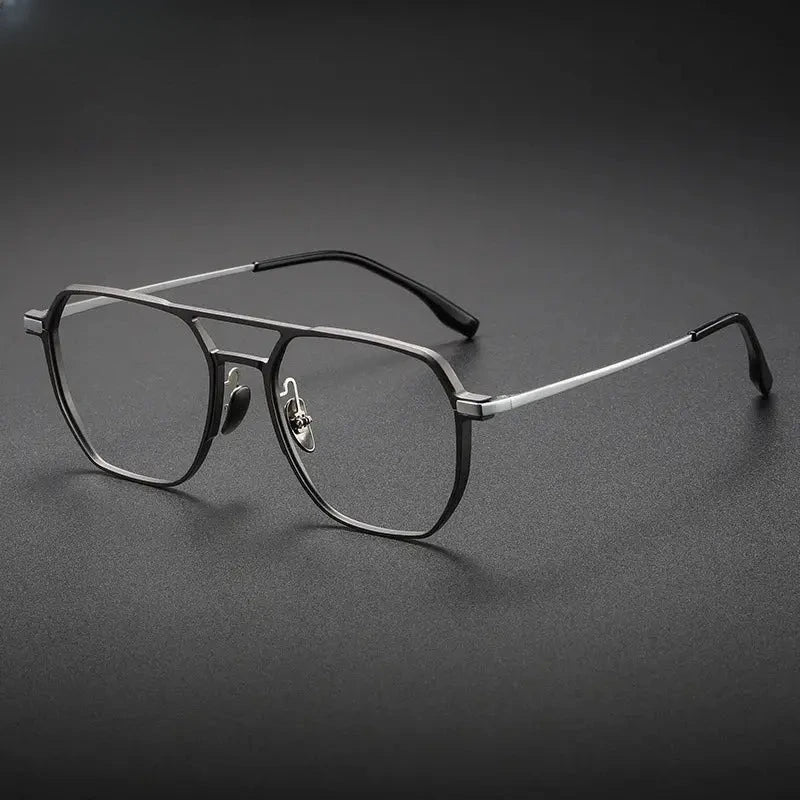 Unisex Square Full Rim Titanium Double Bridge Prescription Glasses V2239 — view 11 | Rx Spectacle