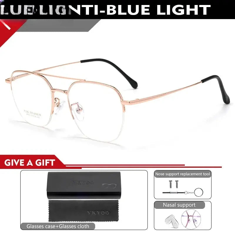Unisex Square Full Rim Titanium Double Bridge Reading Glasses 517052 — view 4 | Rx Spectacle