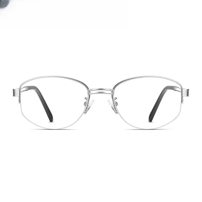 Unisex Oval Semi-Rimless Titanium Prescription Glasses 202406 — view 1 | Rx Spectacle