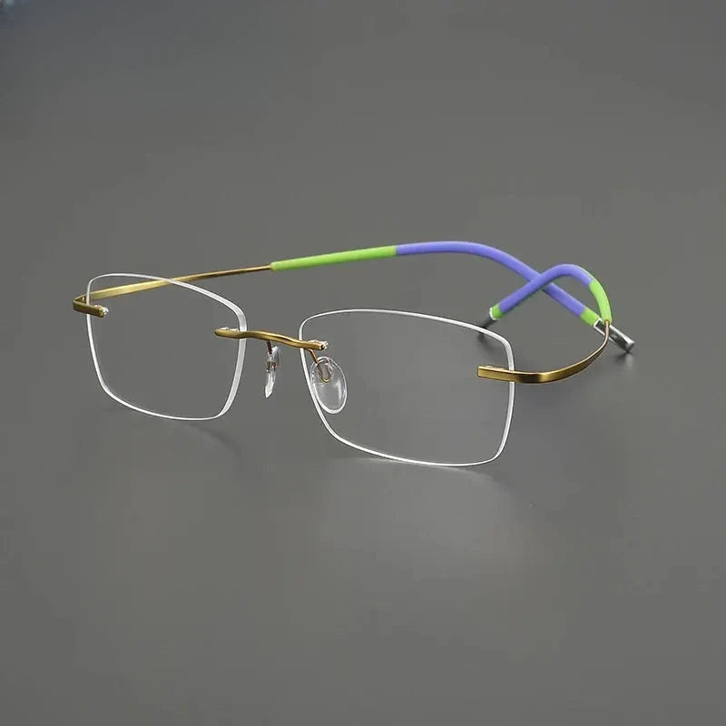 Unisex Square Rimless Titanium Prescription Glasses G85899 — view 1 | Rx Spectacle