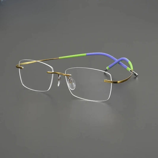 Unisex Square Rimless Titanium Prescription Glasses G85899 — view 1 | Rx Spectacle