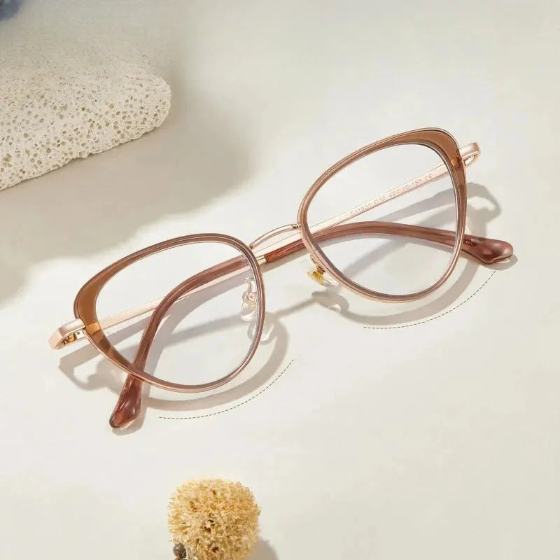 Women's Cat Eye Full Rim TR90 Prescription Glasses Y11931 — view 1 | Rx Spectacle