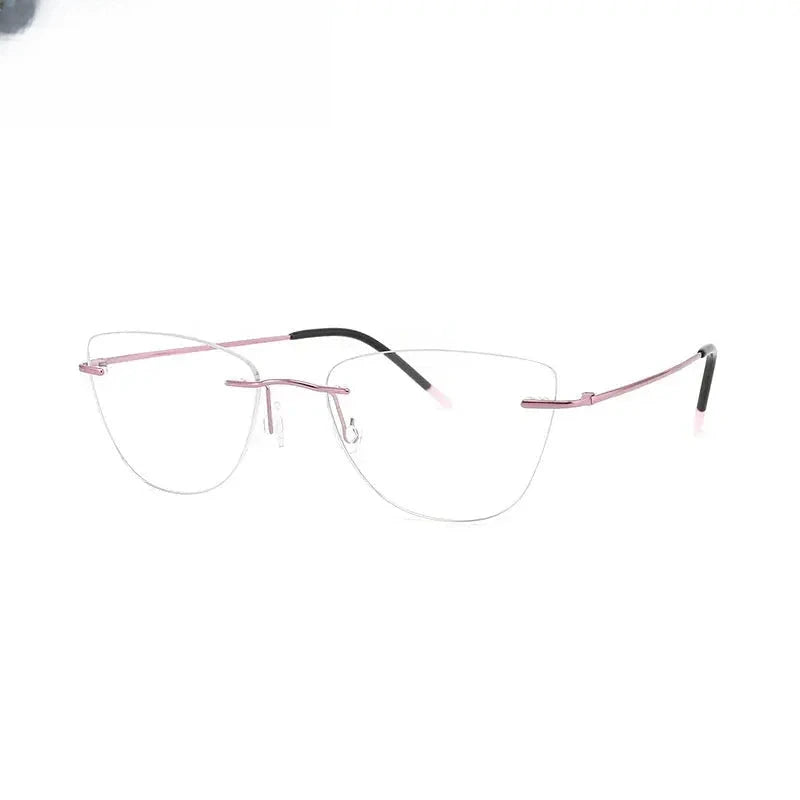 Women's Cat Eye Rimless Titanium Prescription Glasses 889016 — view 6 | Rx Spectacle