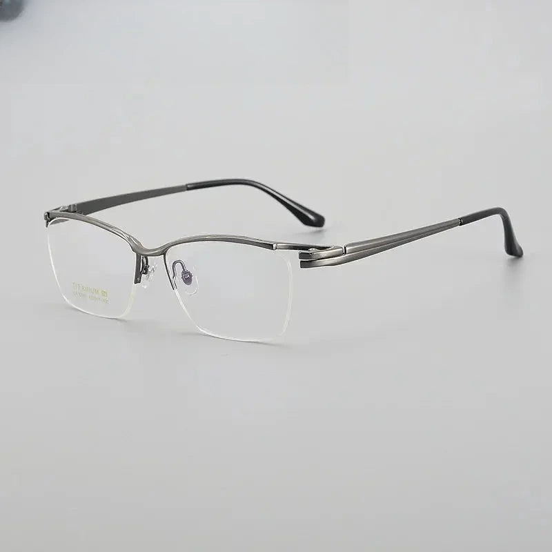 Men's Browline Semi-Rimless Titanium Prescription Glasses 62058 — view 4 | Rx Spectacle