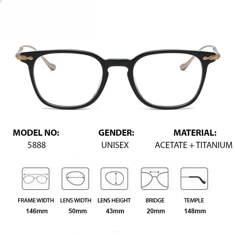 Unisex Square Full Rim Titanium Prescription Glasses 695888 — view 2 | Rx Spectacle