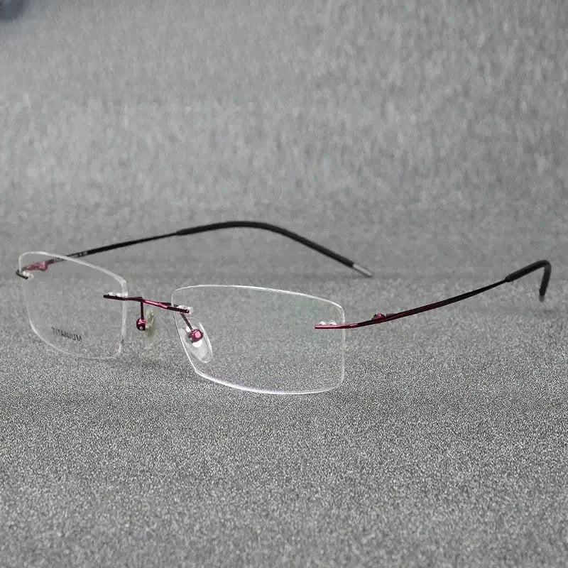 Women's Square Rimless Titanium Prescription Glasses 96210 — view 1 | Rx Spectacle