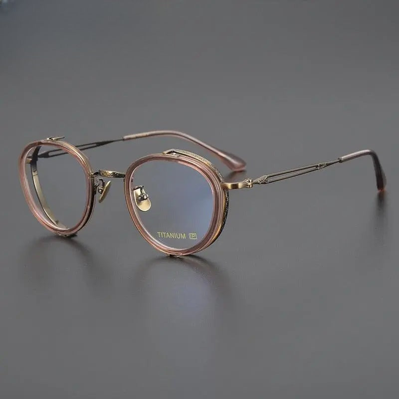 Unisex Round Full Rim Titanium Prescription Glasses Gxyj1050 — view 9 | Rx Spectacle