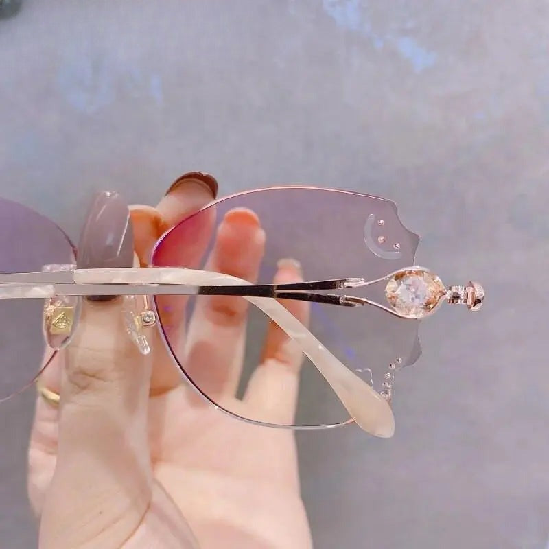 Women's Butterfly Rimless Titanium Prescription Glasses 88301r — view 4 | Rx Spectacle