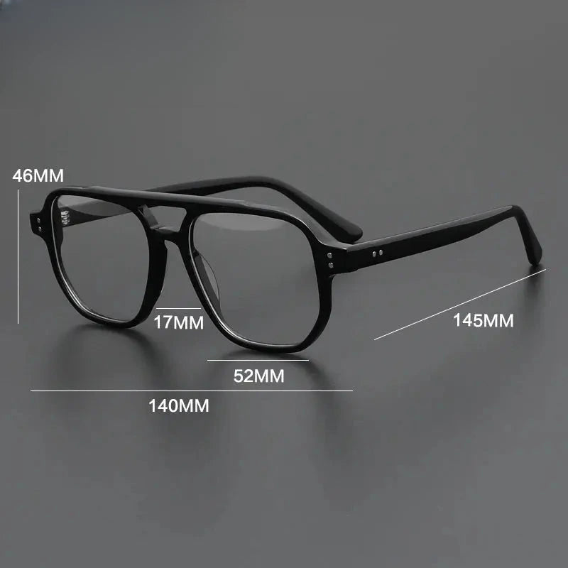Men's Square Full Rim Acetate Double Bridge Prescription Glasses 671001 — view 2 | Rx Spectacle