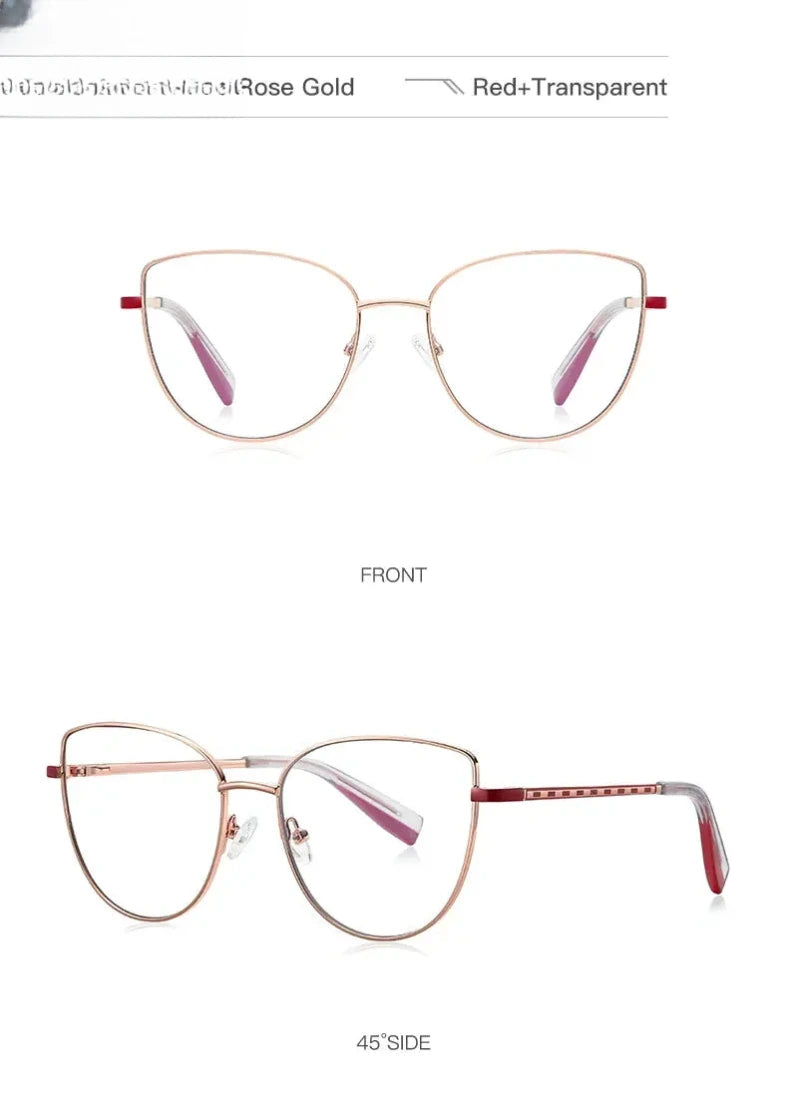 Women's Cat Eye Full Rim Alloy Reading Glasses 3060 — view 16 | Rx Spectacle