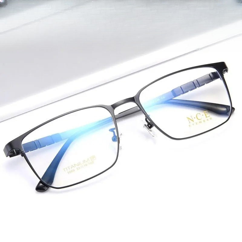Men's Square Full Rim Titanium Prescription Glasses 5008 — view 1 | Rx Spectacle
