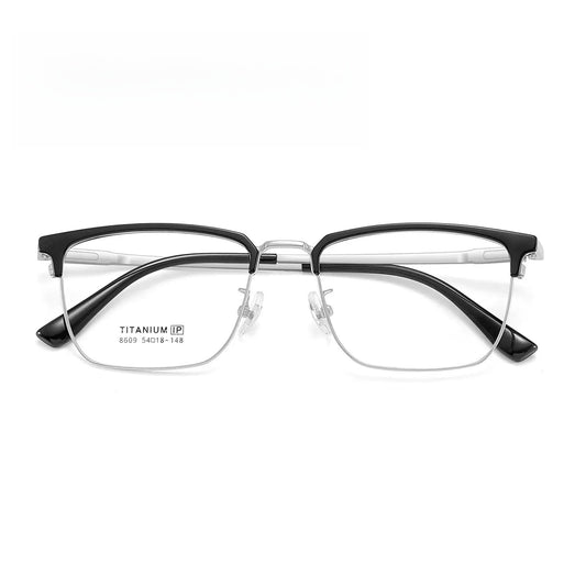 Unisex Square Full Rim Titanium Oversized Prescription Glasses 728609 — view 1 | Rx Spectacle