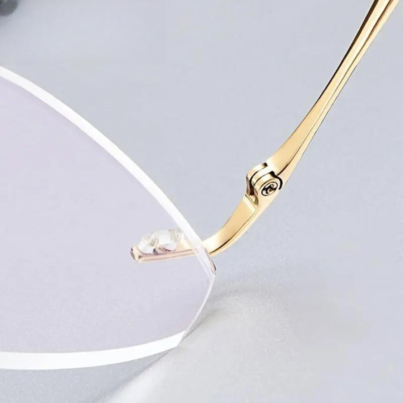 Women's Round Rimless Titanium Prescription Glasses 3018 — view 3 | Rx Spectacle