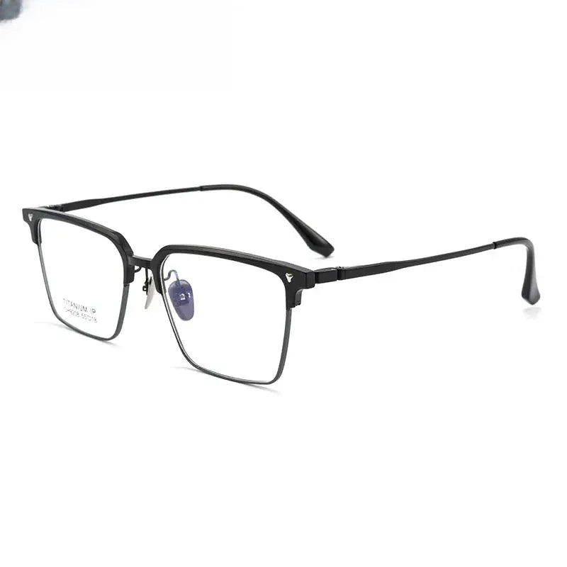 Unisex Square Full Rim Titanium Prescription Glasses 92084 — view 5 | Rx Spectacle