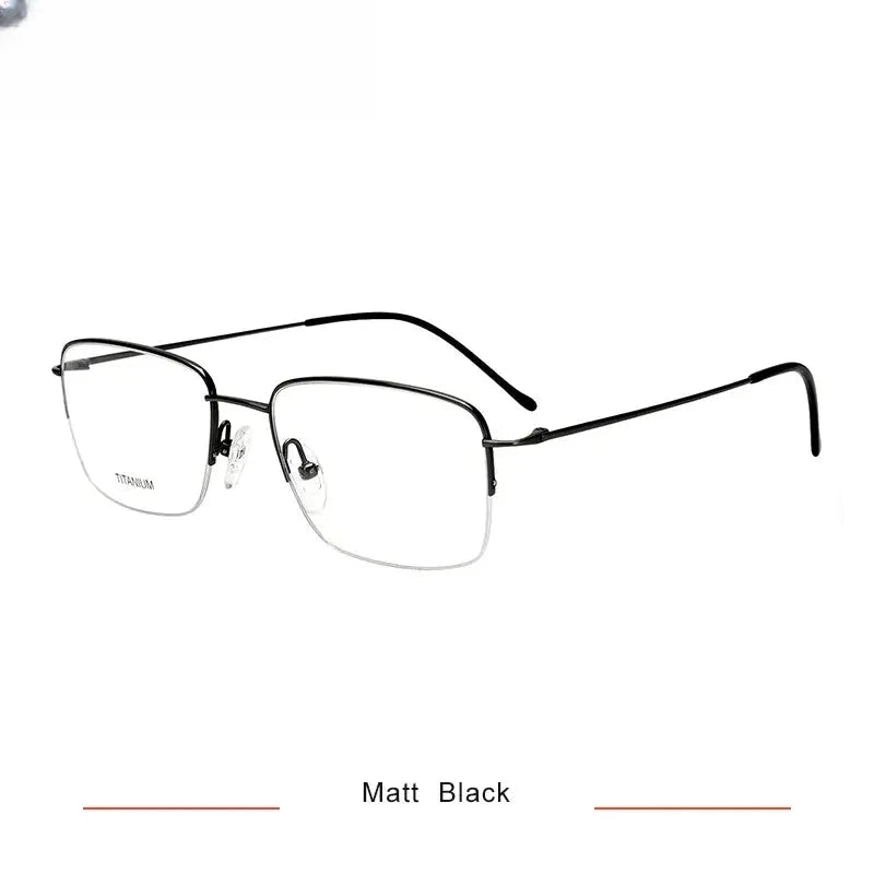 Men's Square Semi-Rimless Titanium Prescription Glasses 16049 — view 3 | Rx Spectacle