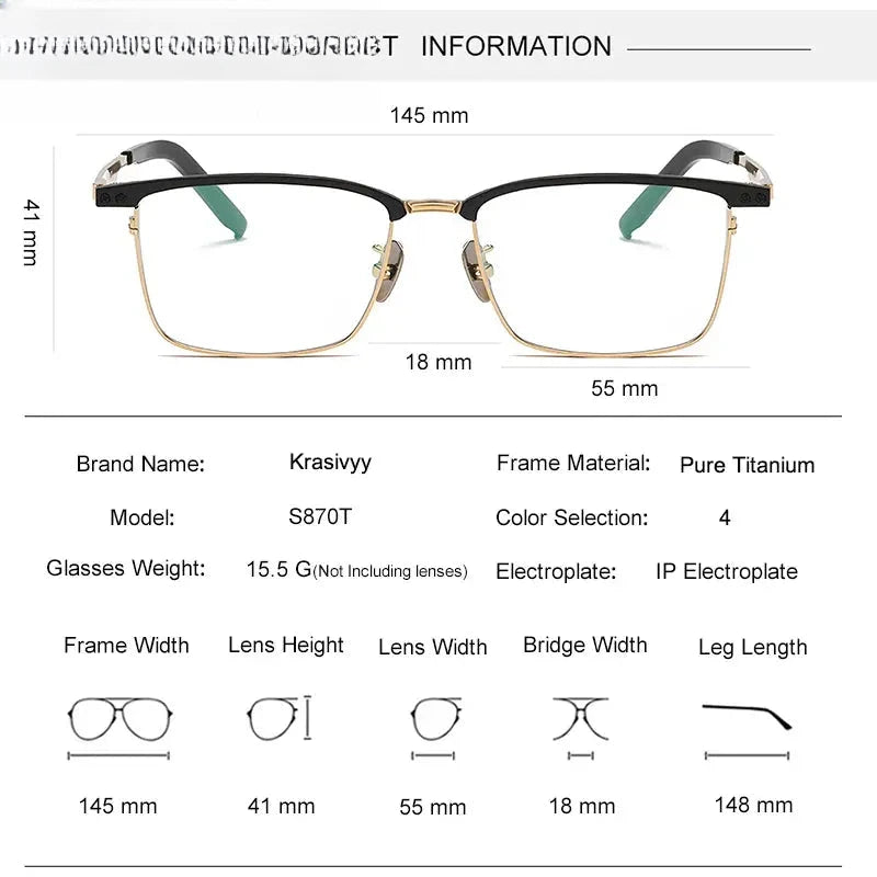 Men's Square Full Rim Titanium Prescription Glasses 428701 — view 2 | Rx Spectacle