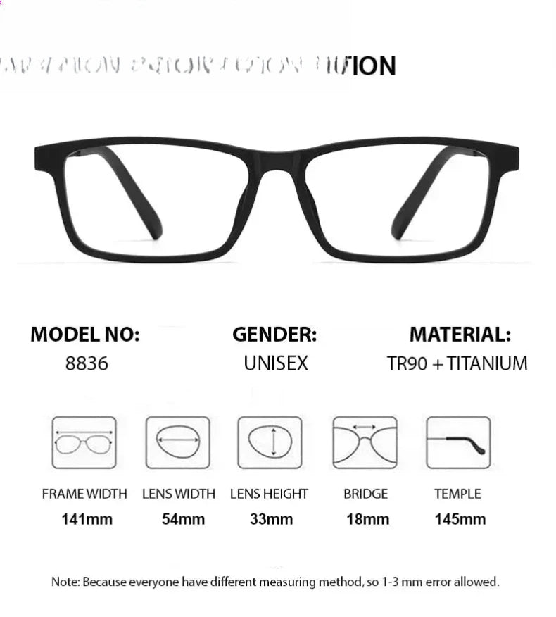 Unisex Square Full Rim Titanium Prescription Glasses 618836 — view 2 | Rx Spectacle