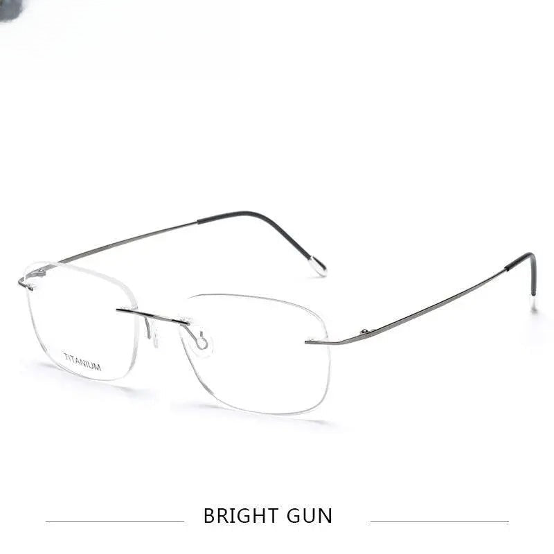 Unisex Square Rimless Titanium Prescription Glasses Kr6010 — view 4 | Rx Spectacle