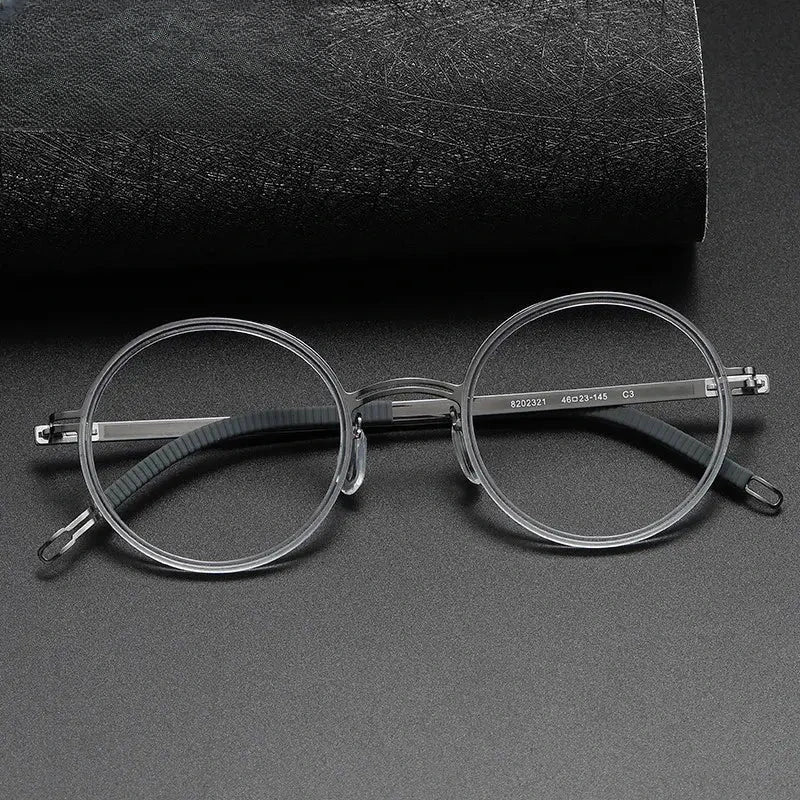 Women's Round Full Rim Titanium Prescription Glasses 8202321 — view 1 | Rx Spectacle
