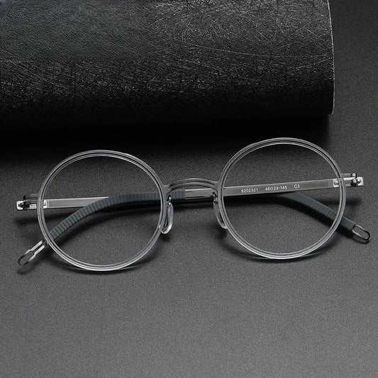 Women's Round Full Rim Titanium Prescription Glasses 8202321 — view 1 | Rx Spectacle
