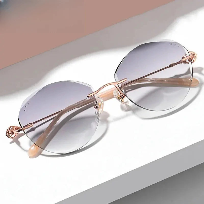 Women's Cat Eye Rimless Titanium Prescription Glasses 698170 — view 1 | Rx Spectacle