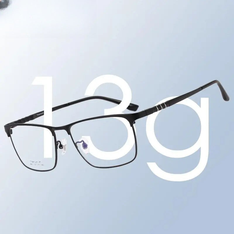Men's Square Full Rim Titanium Prescription Glasses 8801 — view 8 | Rx Spectacle