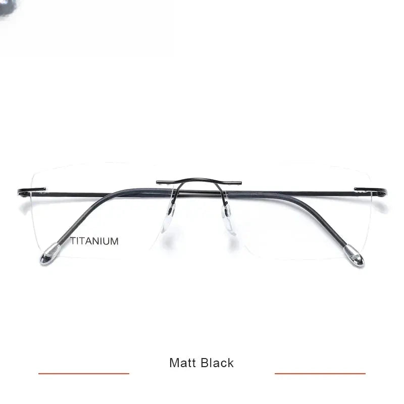 Unisex Square Rimless Titanium Prescription Glasses 71611 — view 10 | Rx Spectacle
