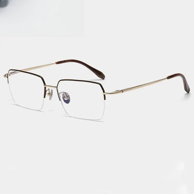 Unisex Polygon Semi-Rimless Titanium Oversized Prescription Glasses 726889 — view 3 | Rx Spectacle