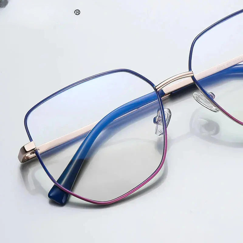 Women's Polygon Full Rim Stainless Steel Reading Glasses 3093 — view 2 | Rx Spectacle