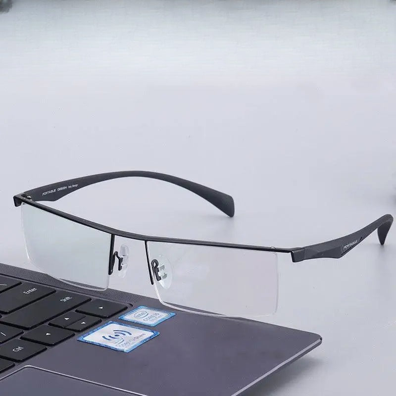 Men's Square Semi-Rimless Titanium Prescription Glasses P83321 — view 1 | Rx Spectacle