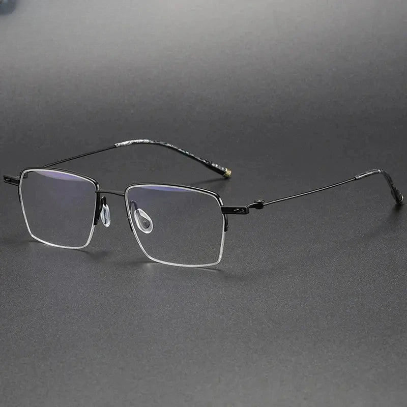 Unisex Polygon Semi-Rimless Titanium Prescription Glasses 202311 — view 7 | Rx Spectacle