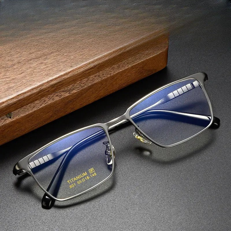 Men's Square Full Rim Titanium Prescription Glasses 801000 — view 1 | Rx Spectacle