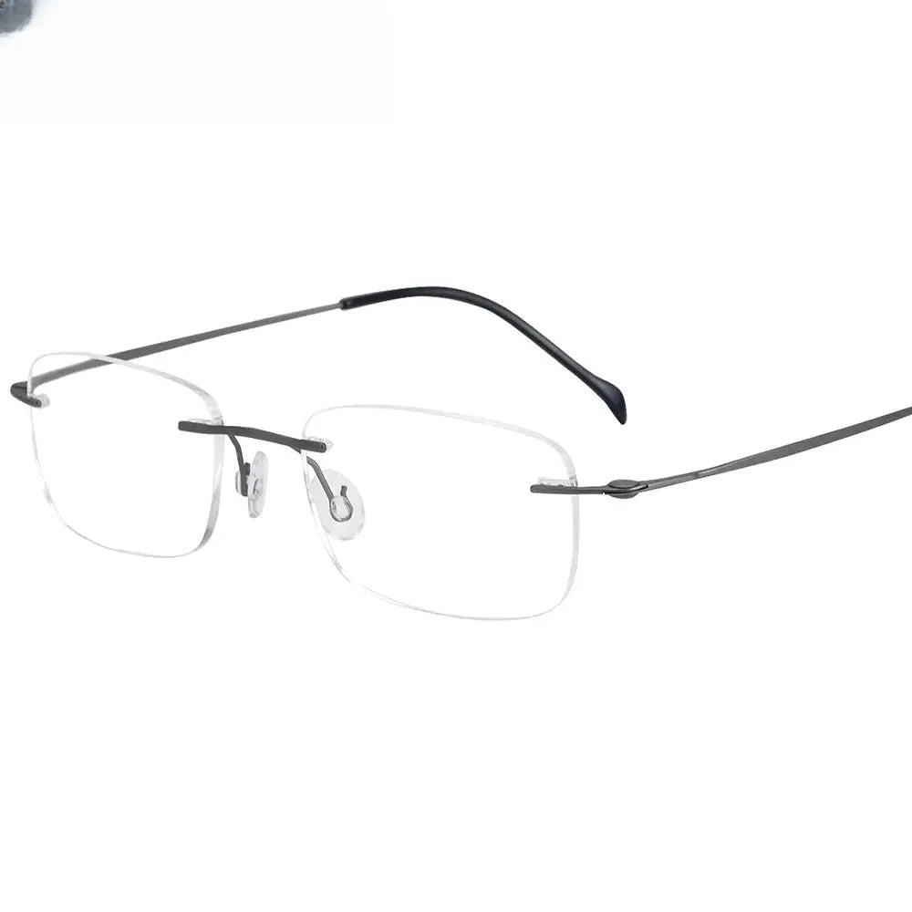 Unisex Square Rimless Titanium Screwless Prescription Glasses 421606 — view 1 | Rx Spectacle