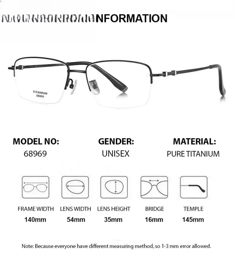 Unisex Square Semi-Rimless Titanium Prescription Glasses 468969 — view 2 | Rx Spectacle