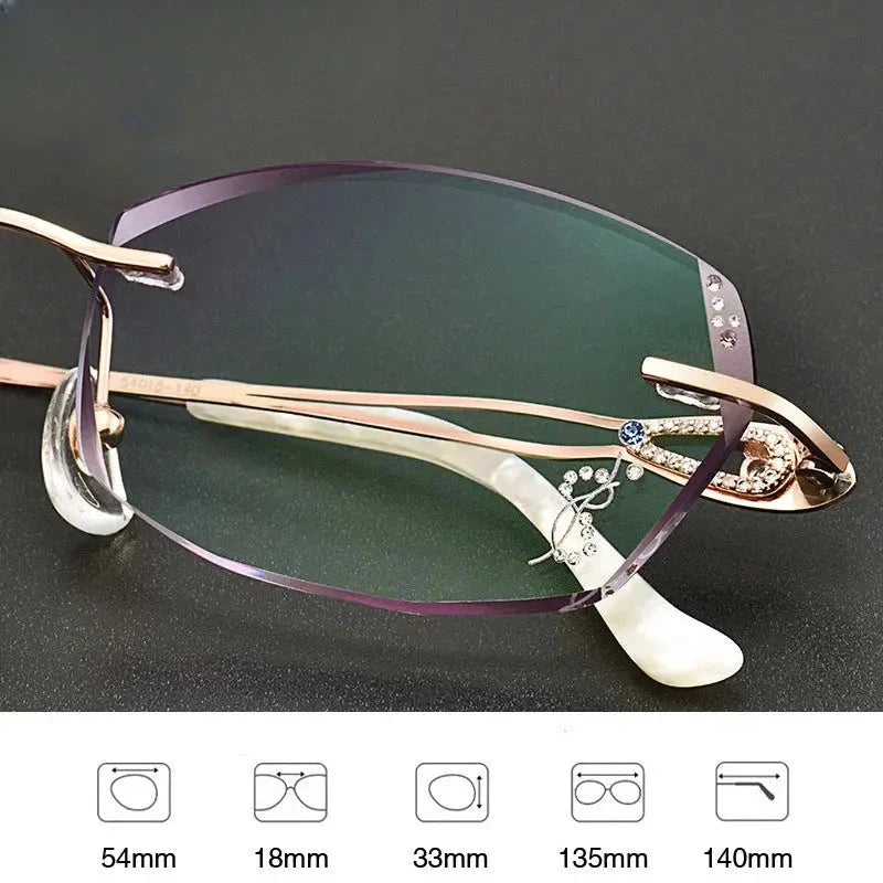 Women's Oval Rimless Titanium Prescription Glasses — view 3 | Rx Spectacle