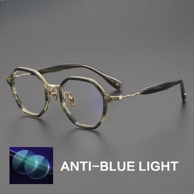 Unisex Polygon Full Rim Titanium Prescription Glasses 892505 — view 4 | Rx Spectacle