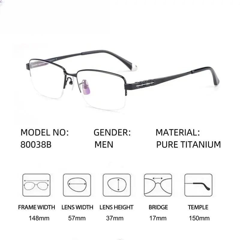 Unisex Square Semi-Rimless Titanium Prescription Glasses 880038 — view 2 | Rx Spectacle