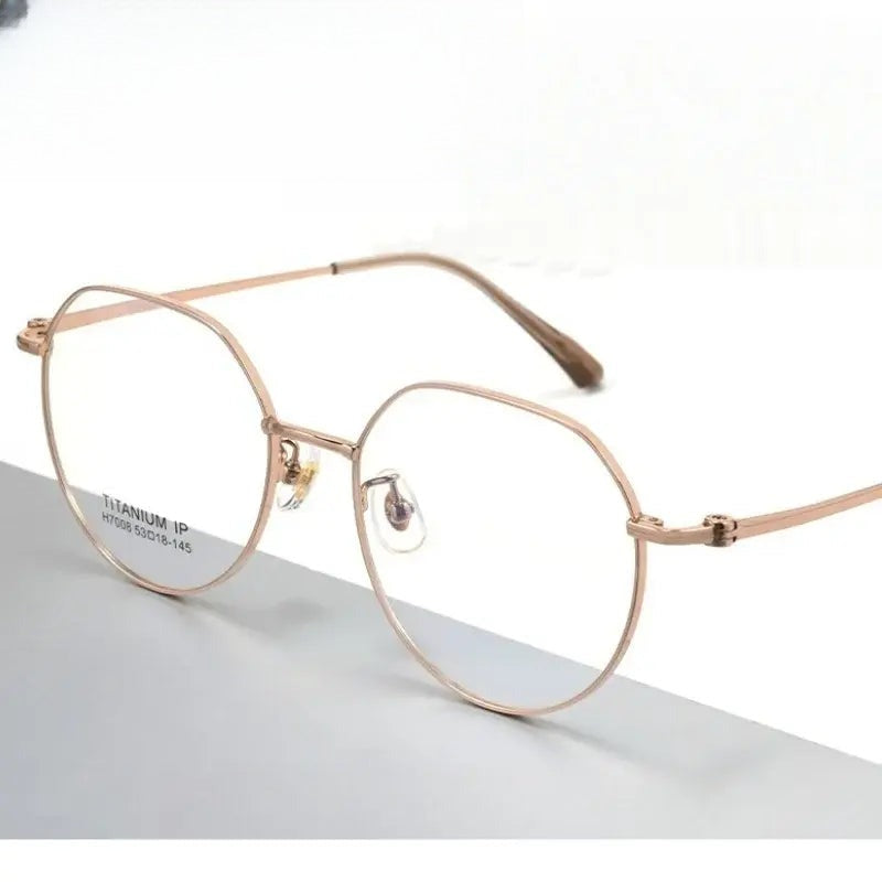 Unisex Round Full Rim Titanium Flat Top Prescription Glasses 77008 — view 1 | Rx Spectacle