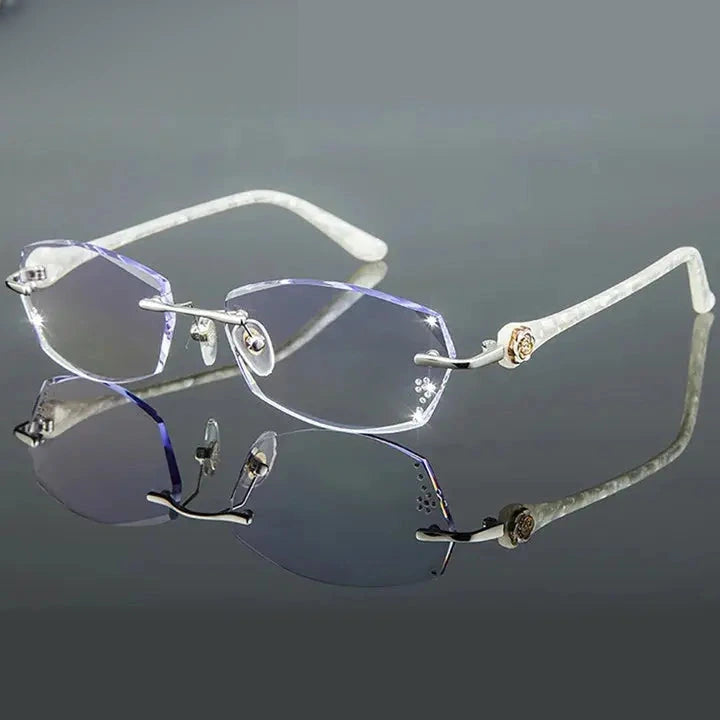 Women's Oval Rimless Titanium Prescription Glasses 58031 — view 2 | Rx Spectacle
