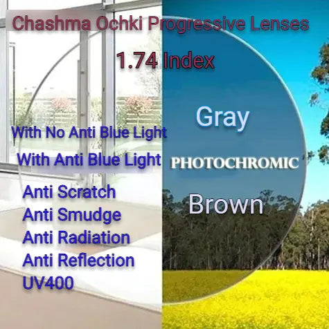 1.74 Index Photochromic Lenses Anti Blue Light Option — view 1 | Rx Spectacle