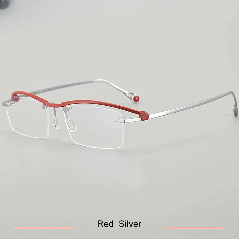 Women's Square Semi-Rimless Titanium Prescription Glasses 71208 — view 6 | Rx Spectacle