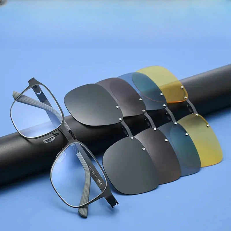 Unisex Square Full Rim Titanium Clip-On Prescription Glasses 668868 — view 1 | Rx Spectacle