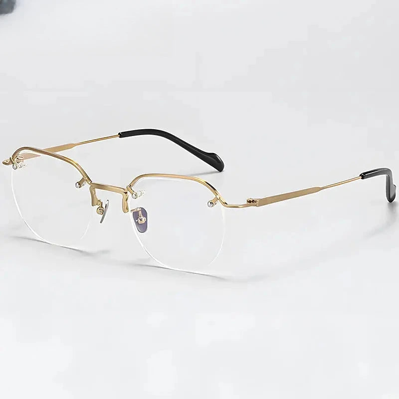 Unisex Square Semi-Rimless Titanium Flat Top Prescription Glasses 94241 — view 1 | Rx Spectacle