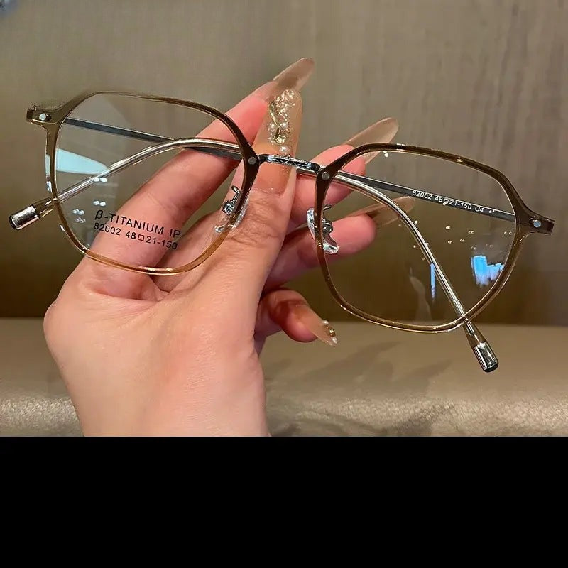 Women's Polygon Full Rim Titanium Flat Top Prescription Glasses 82002 — view 1 | Rx Spectacle