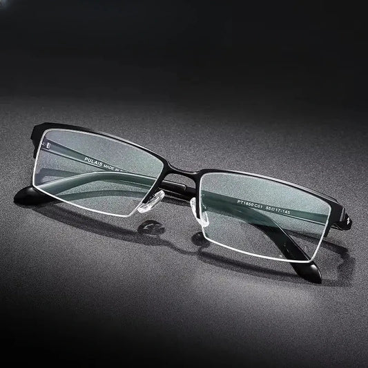 Unisex Square Semi-Rimless Titanium Prescription Glasses 611850 — view 1 | Rx Spectacle